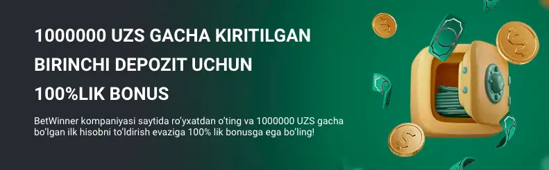Betwinner Sport Tikish Bonusi 100% Bonus 1,000,000 so'mgacha