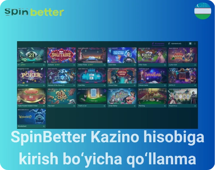 SpinBetter Kazino hisobiga kirish bo‘yicha qo‘llanma