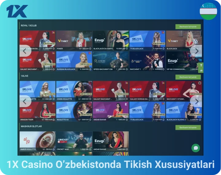 1X Casino O’zbekistonda Tikish Xususiyatlari
