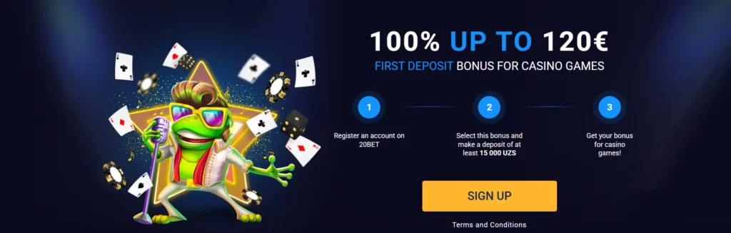 20Bet Online Casino Firt Deposit Bonus