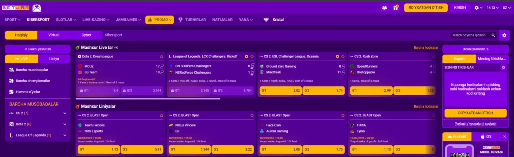 BetJam Casino Uzbekistan Kibersport