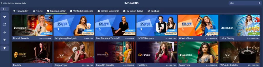 1xBet Live Casino Uzbekistan