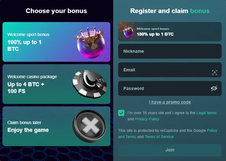 Vave Online Casino Register Form