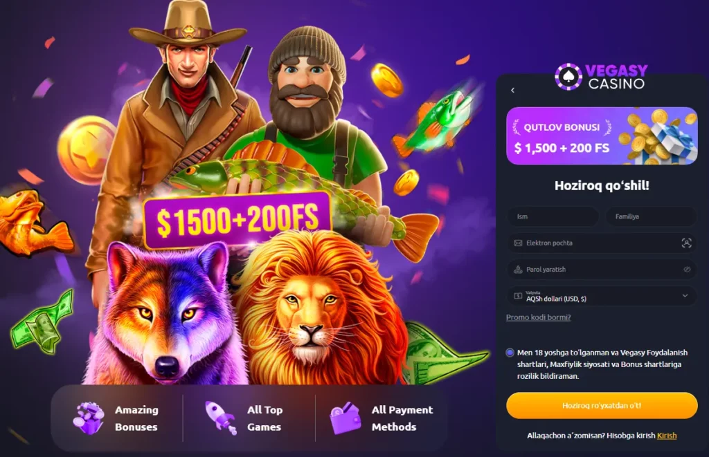 Vegasy Casino Uzbekistan Register Form