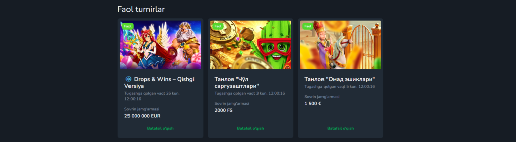 Cactus Online Casino Turnirlar Uzbekistan