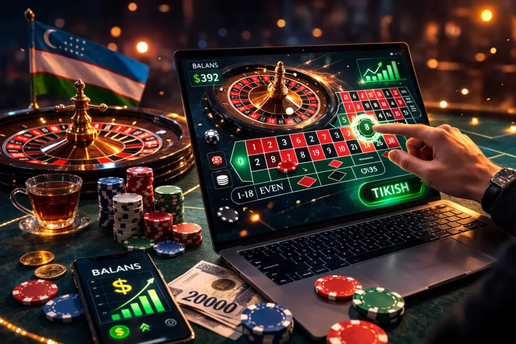 Online ruletka laptop ekranida